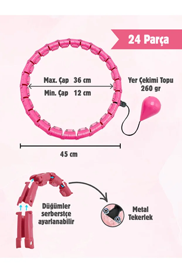 Hulahop Egzersiz Çemberi - Egzersiz Halkası - Ağırlıklı - Bel Bölgesi Ayarlanabilir